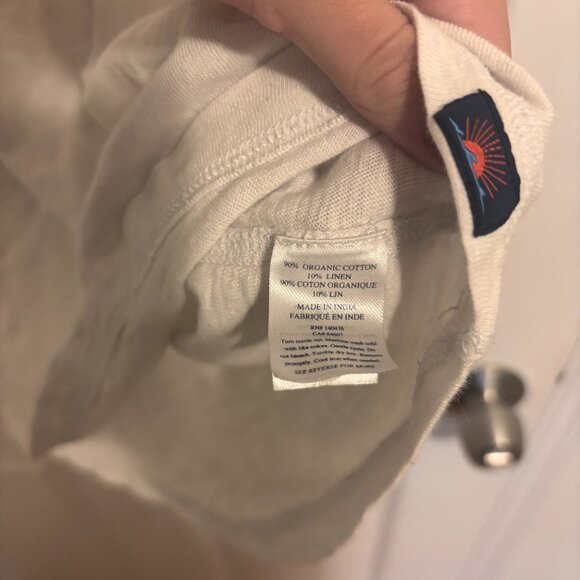 Faherty Mens Sunwashed Organic Cotton Linen T-Shirt Off-White Short Sleeve READ - Picture 7 of 10